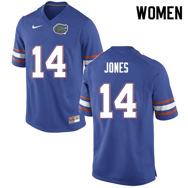 Women's NCAA Florida Gators Emory Jones #14 Stitched Authentic Nike Blue College Football Jersey SBM0165BN